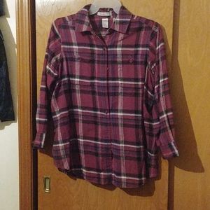 Roamans size 16W purple plaid flannel shirt.